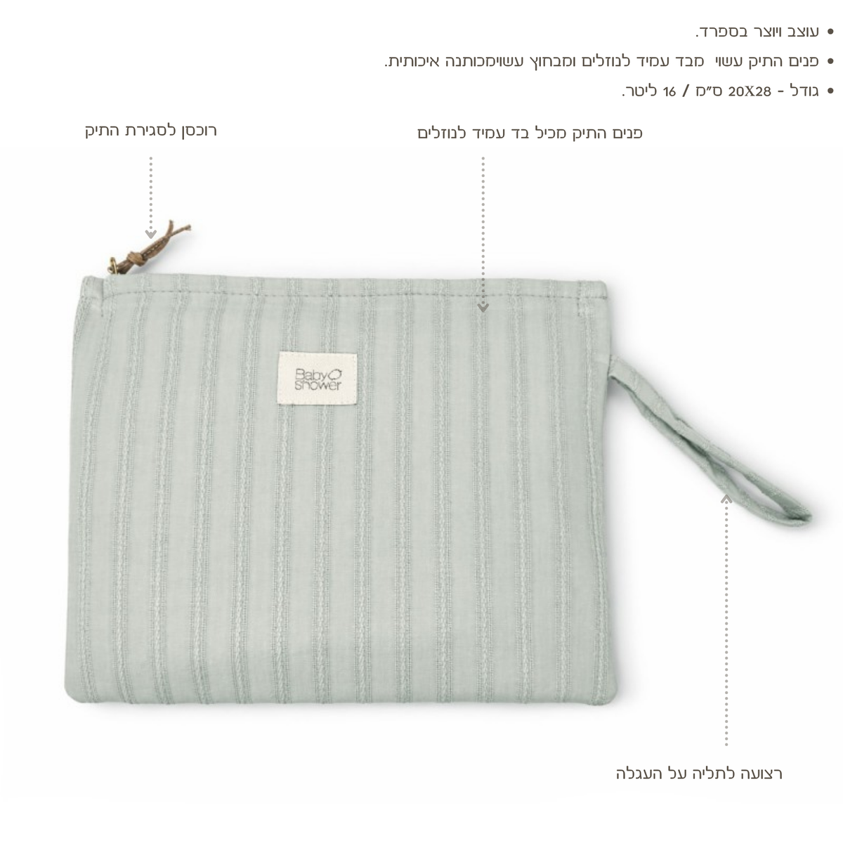נרתיק חיתולים מדגם High Park - צבע מנטה