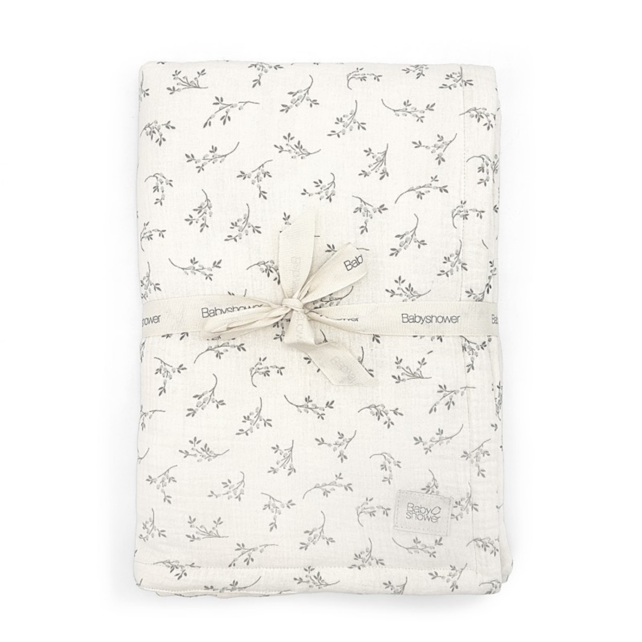 שמיכה לעריסה או מתחברת מכותנה אורגנית - מעוטרת בעלי זית