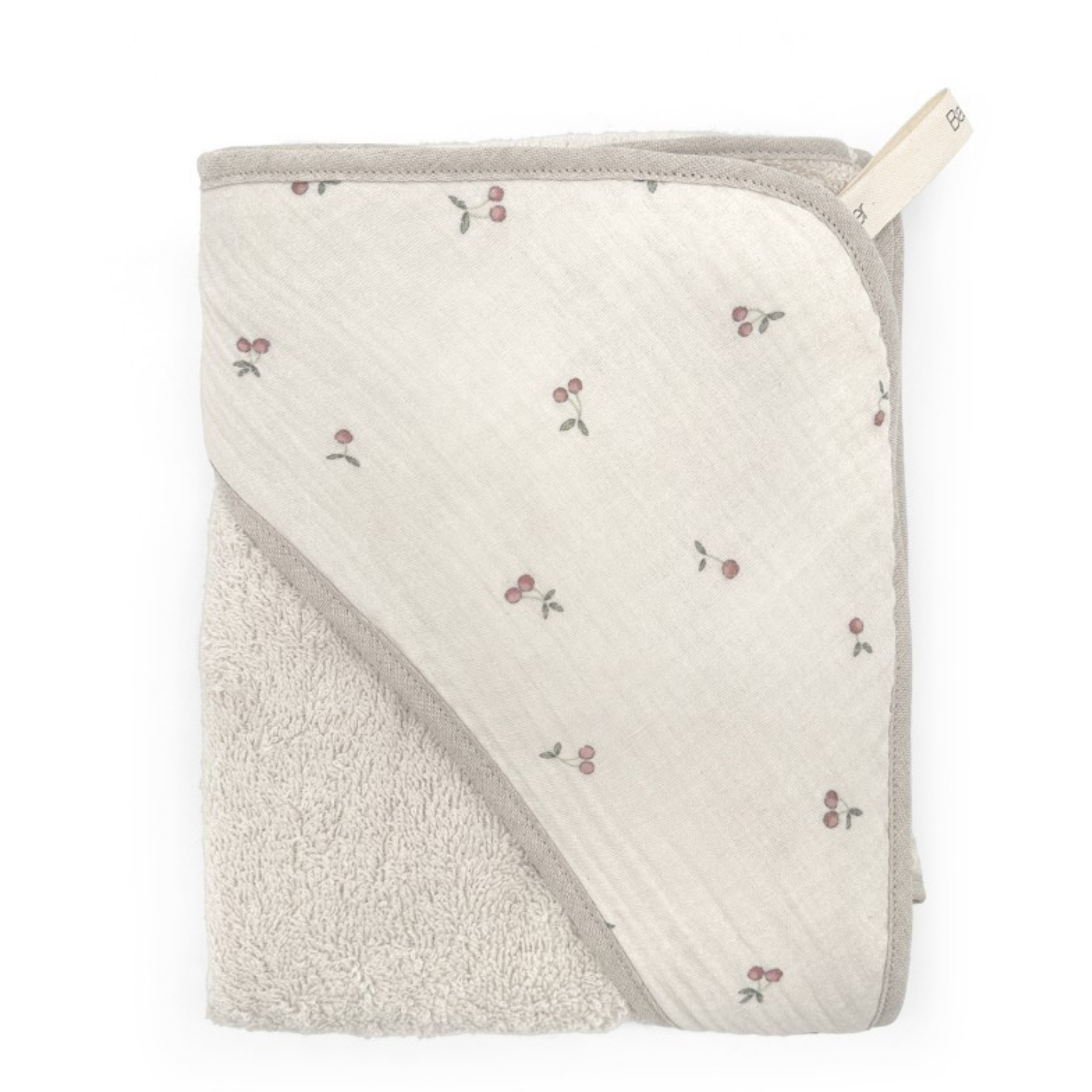 מגבת רחצה גדולה מכותנה אורגנית מעוטרת בדובדבנים