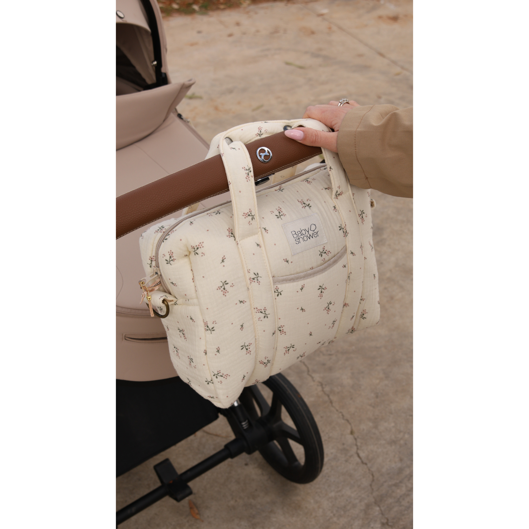 תיק עגלה קטן/ארגונית "TINY" מכותנה אורגנית - מעוטר בדומדמניות