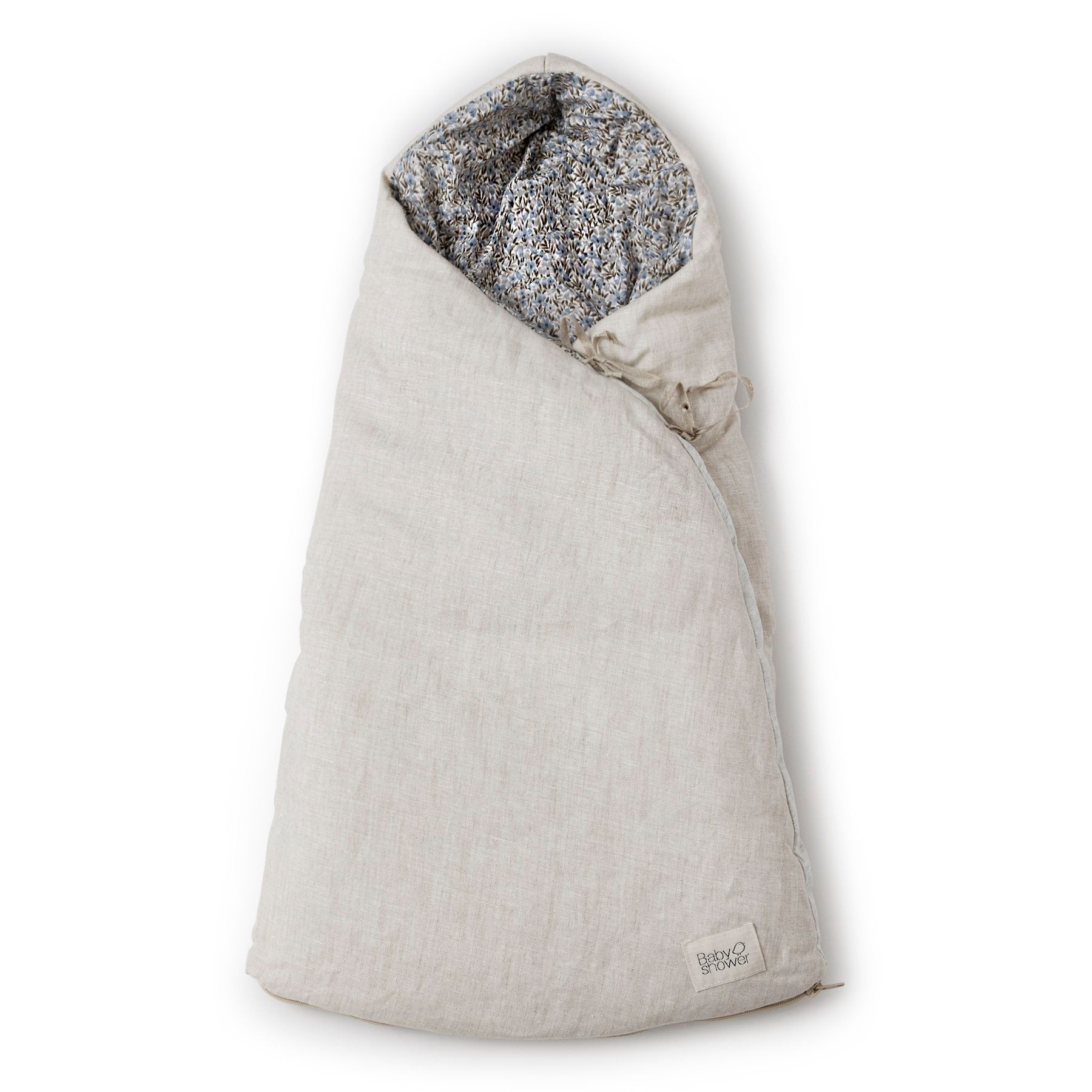 שמיכת חיבוקית עשויה מפשתן וכותנה – מעוטר בפרחים כחולים