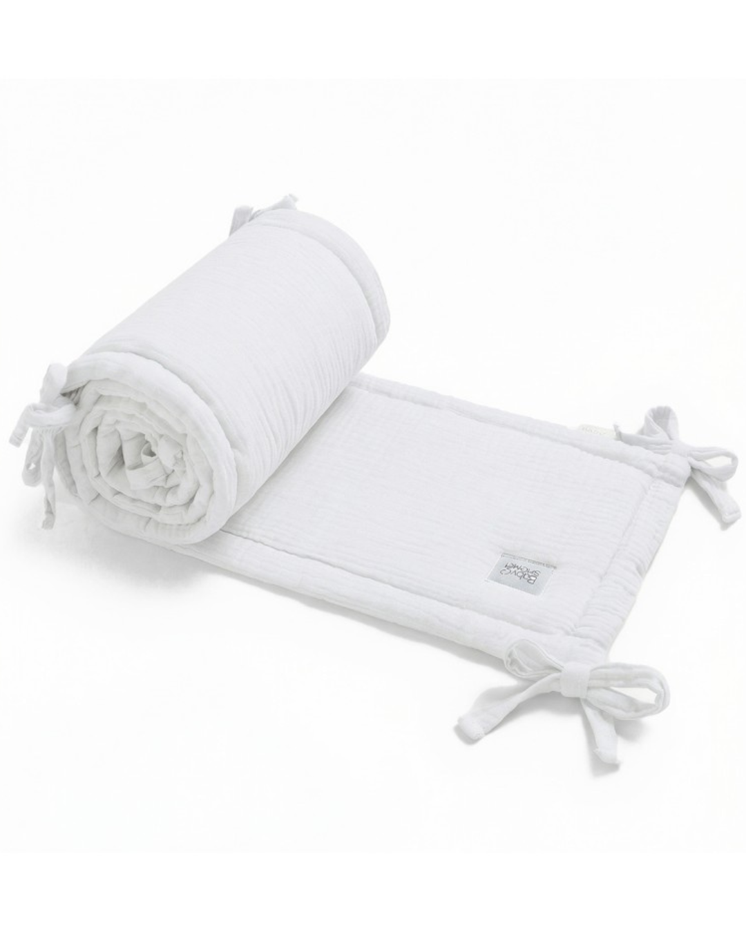 מגן ראש מכותנה אורגנית - מעוטר בעלים בצבע לבן