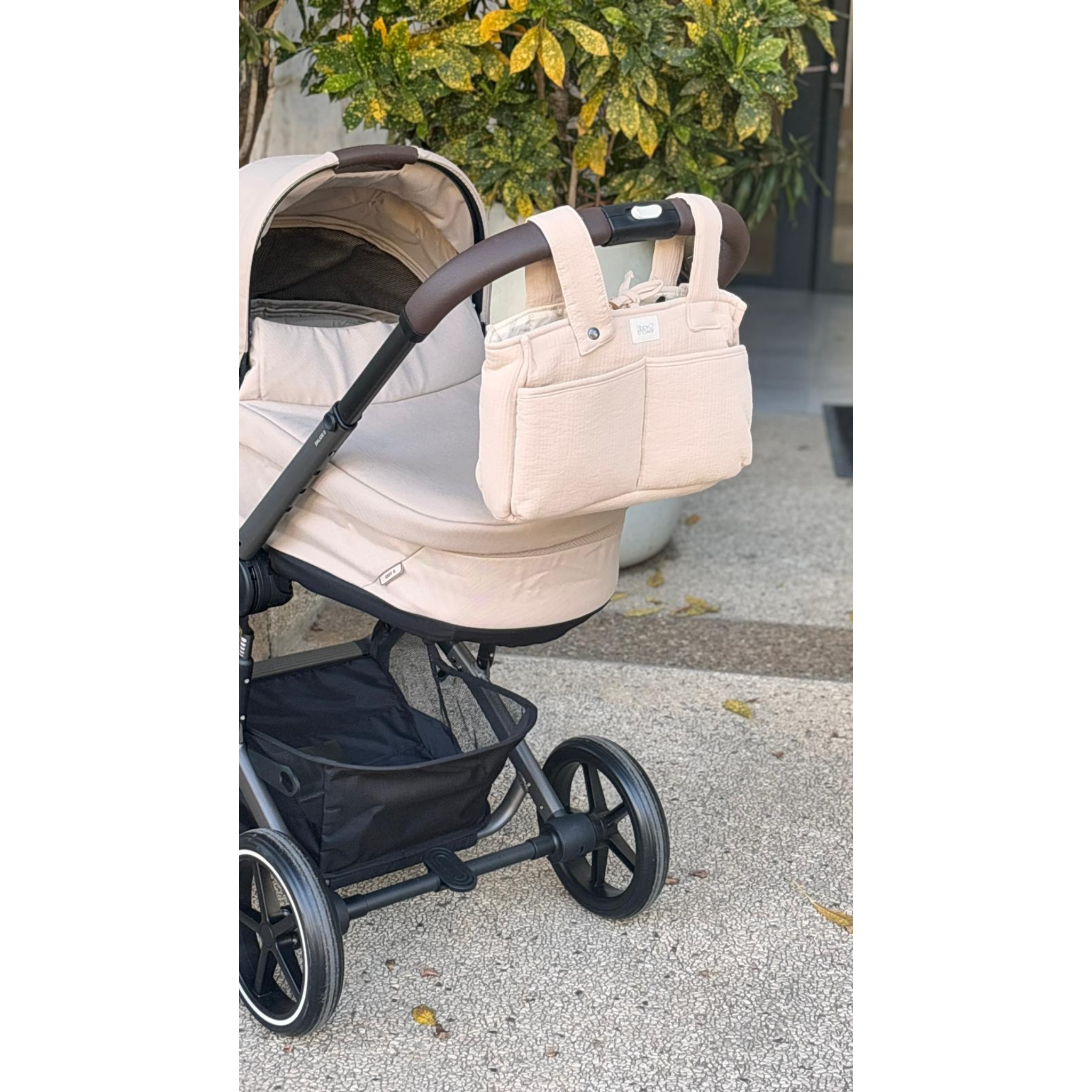 תיק עגלה קטן/ארגונית מכותנה אורגנית - בצבע ורוד ניוד