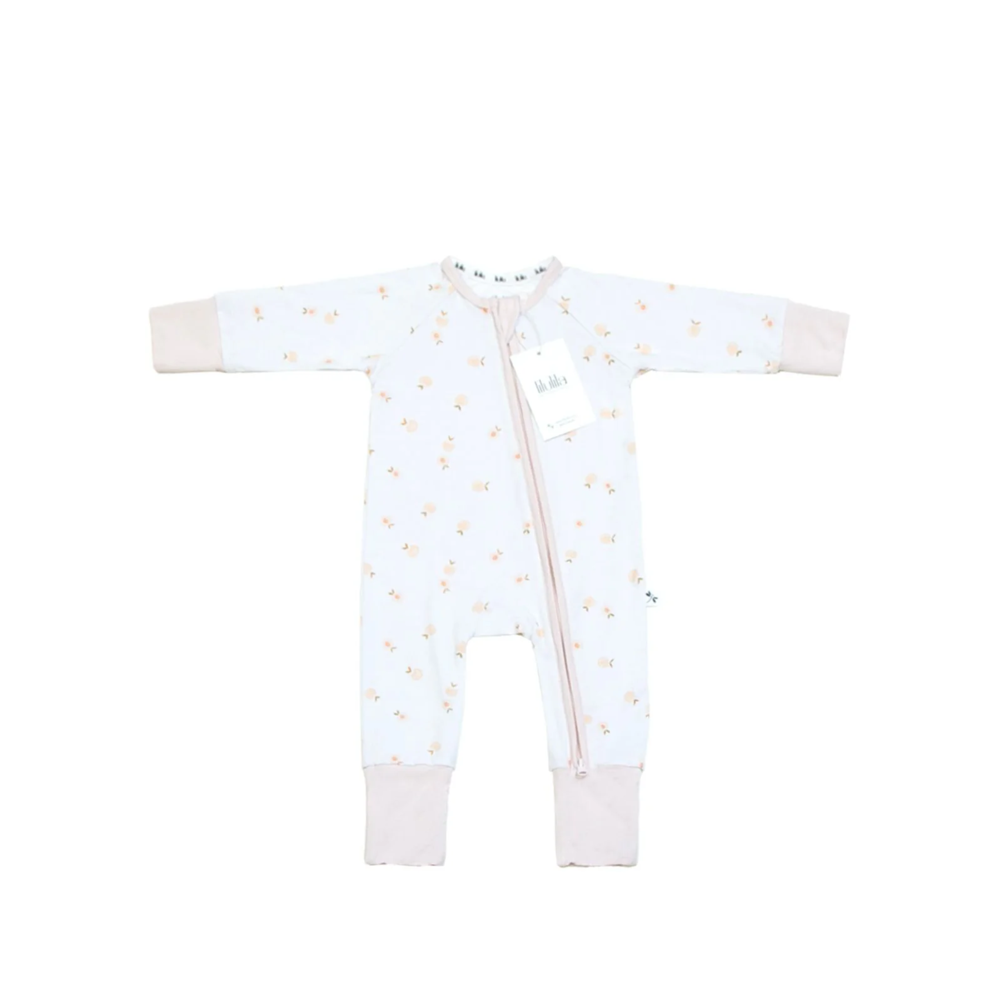 אוברול רוכסן - בגוון קורל רך מעוטר באפרסקים