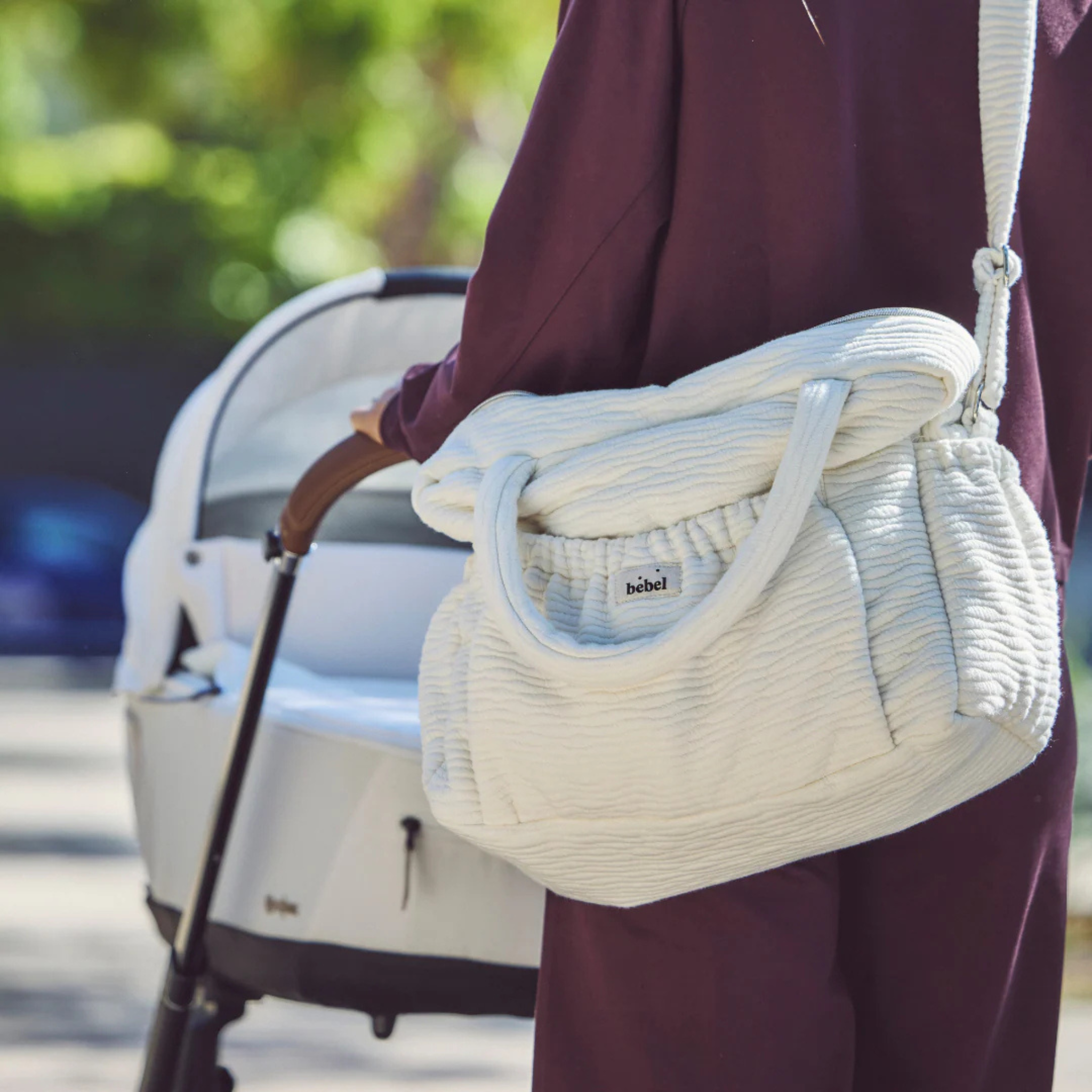 תיק החתלה "COMME UN BONBON WAVY" מכותנה אורגנית - בצבע קרם