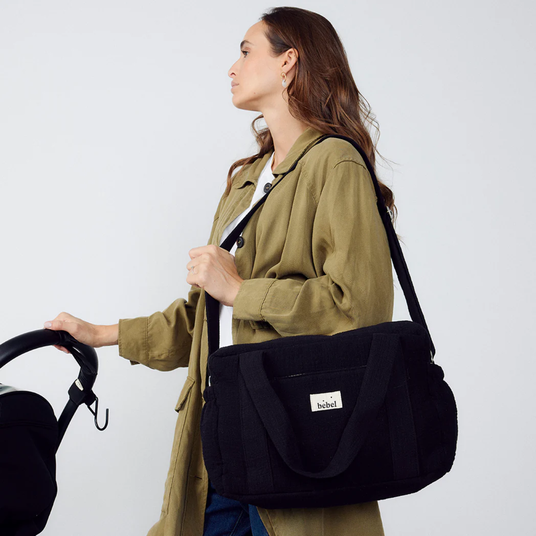 תיק החתלה "Middle" מכותנה אורגנית - בצבע שחור