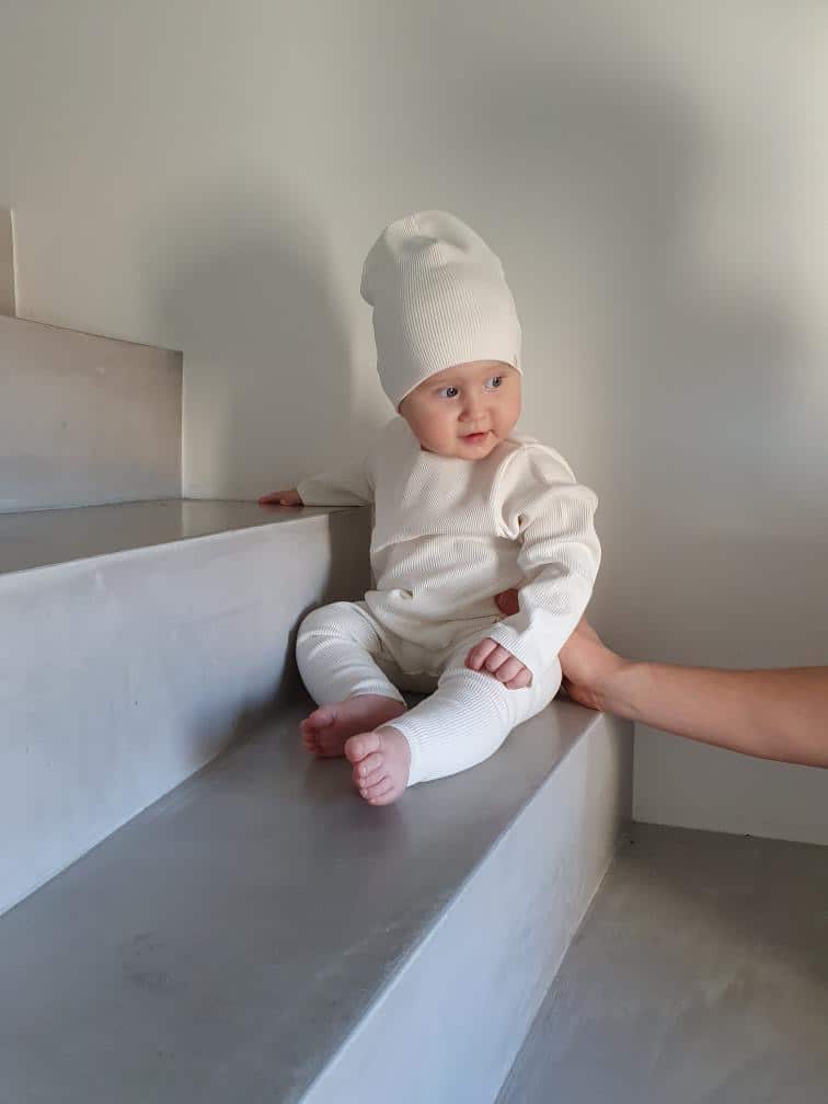 טייץ מכותנה ריב OEKO-TEX® בצבע לבן -A Basic Brand