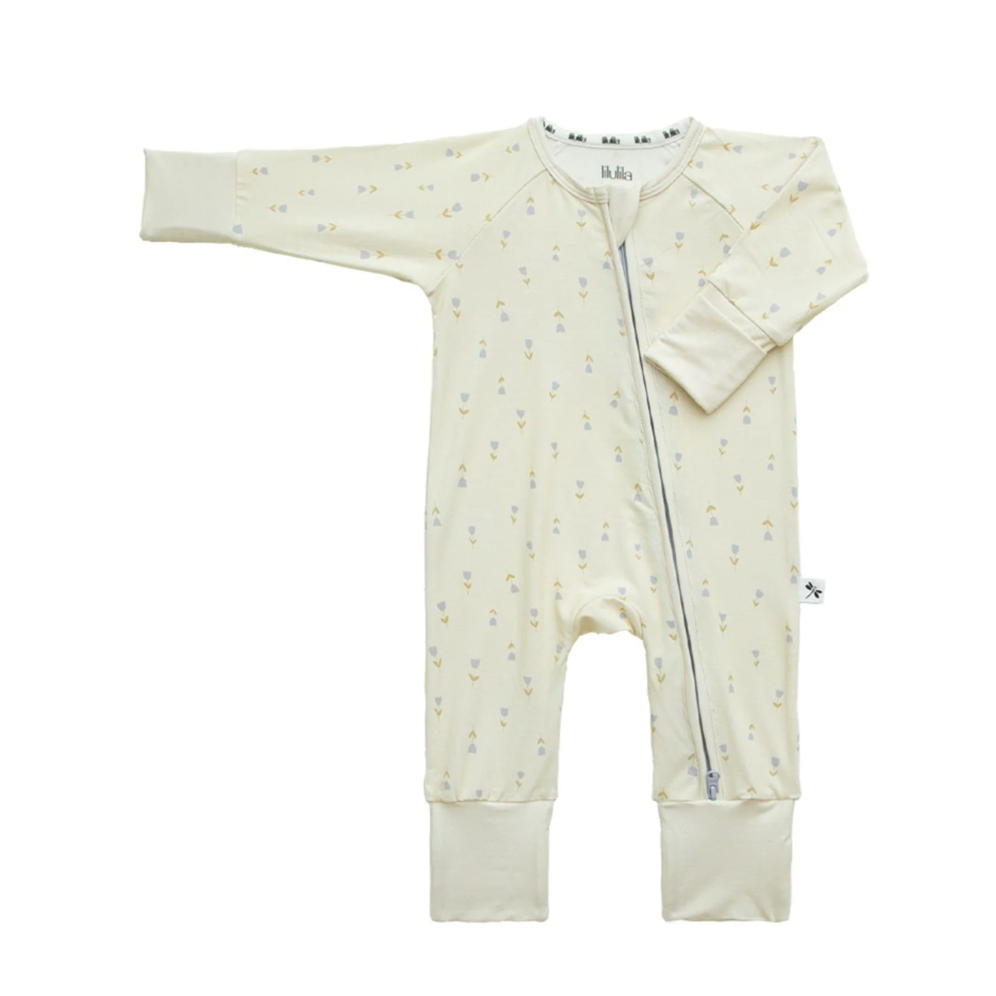 אוברול רוכסן -בצבע לבן מעוטר בפרחים