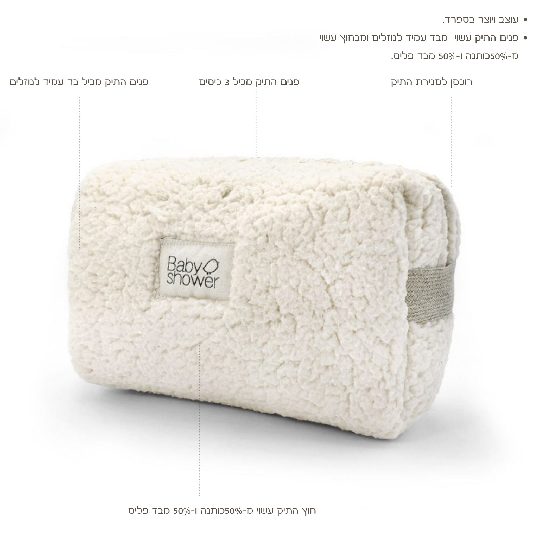 תיק רחצה מבד רך עם הסברים