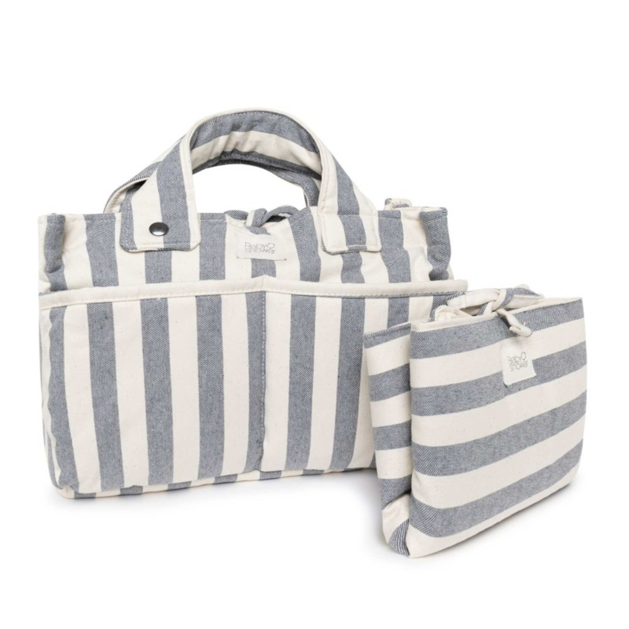 תיק עגלה קטן/ארגונית מכותנה אורגנית - פסים כחול לבן