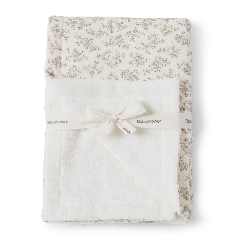 שמיכת אביב דו צדדית מעוטרת בעלים אפורים - כותנה ובמבוק