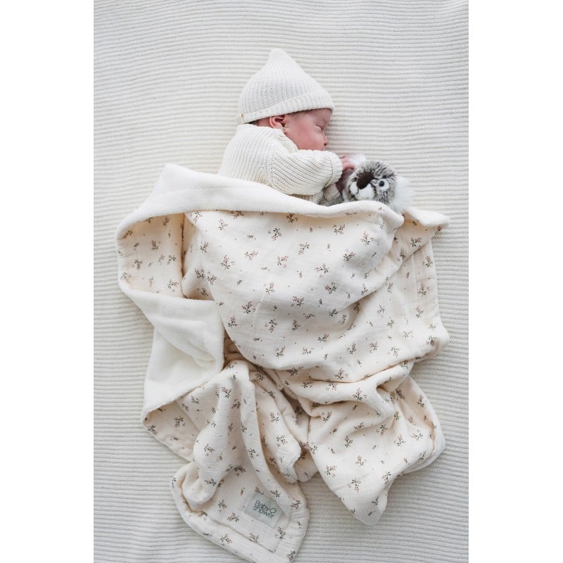 שמיכת אביב דו צדדית מעוטרת בדומדמניות -כותנה ובמבוק