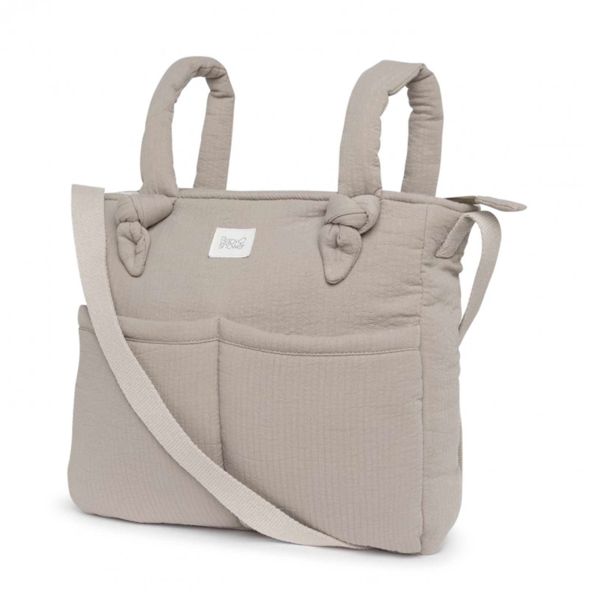 תיק עגלה בגודל בינוני מכותנה אורגנית  – בצבע חום בהיר