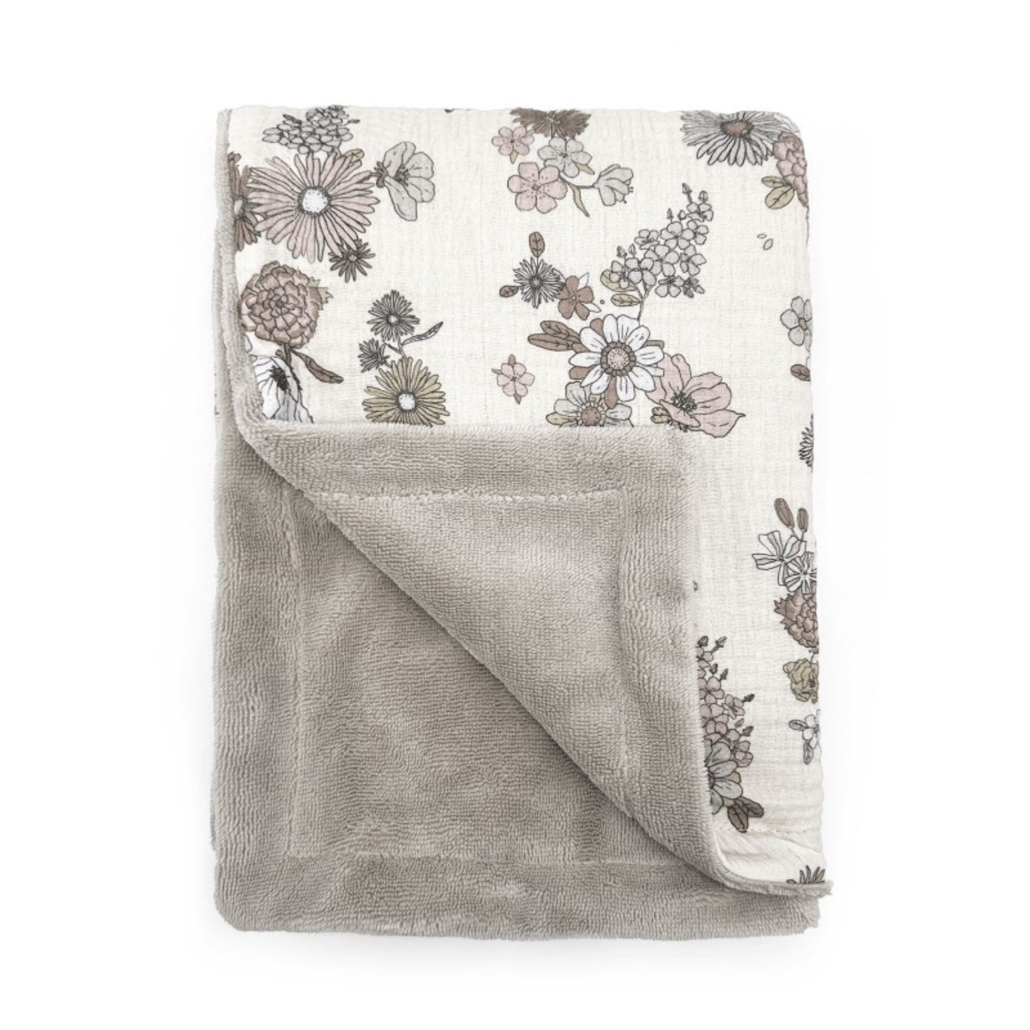 שמיכת אביב דו צדדית מעוטרת בפרחים - כותנה ובמבוק