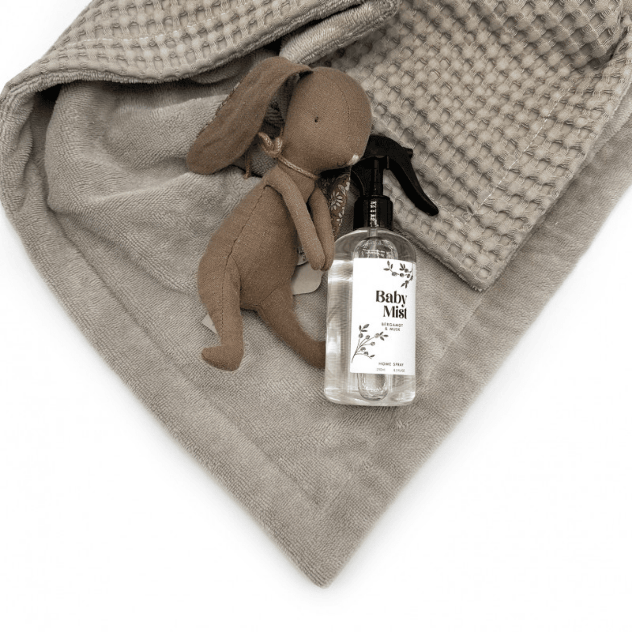 שמיכת אביב דו צדדית בצבע לאטה- אריגת וופל ובמבוק