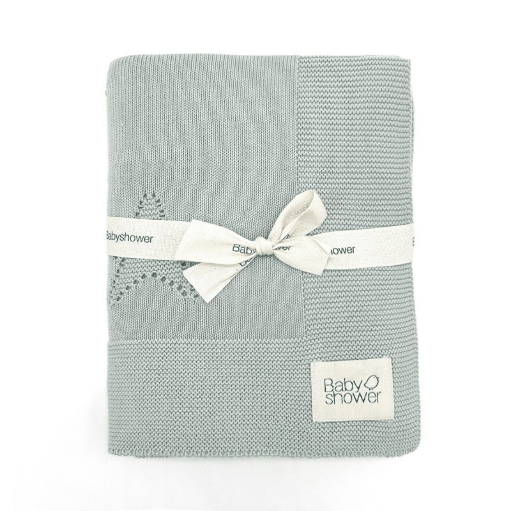 שמיכת סריג מעוטרת בכוכבים מכותנה אורגנית - בצבע כחול ארטיק