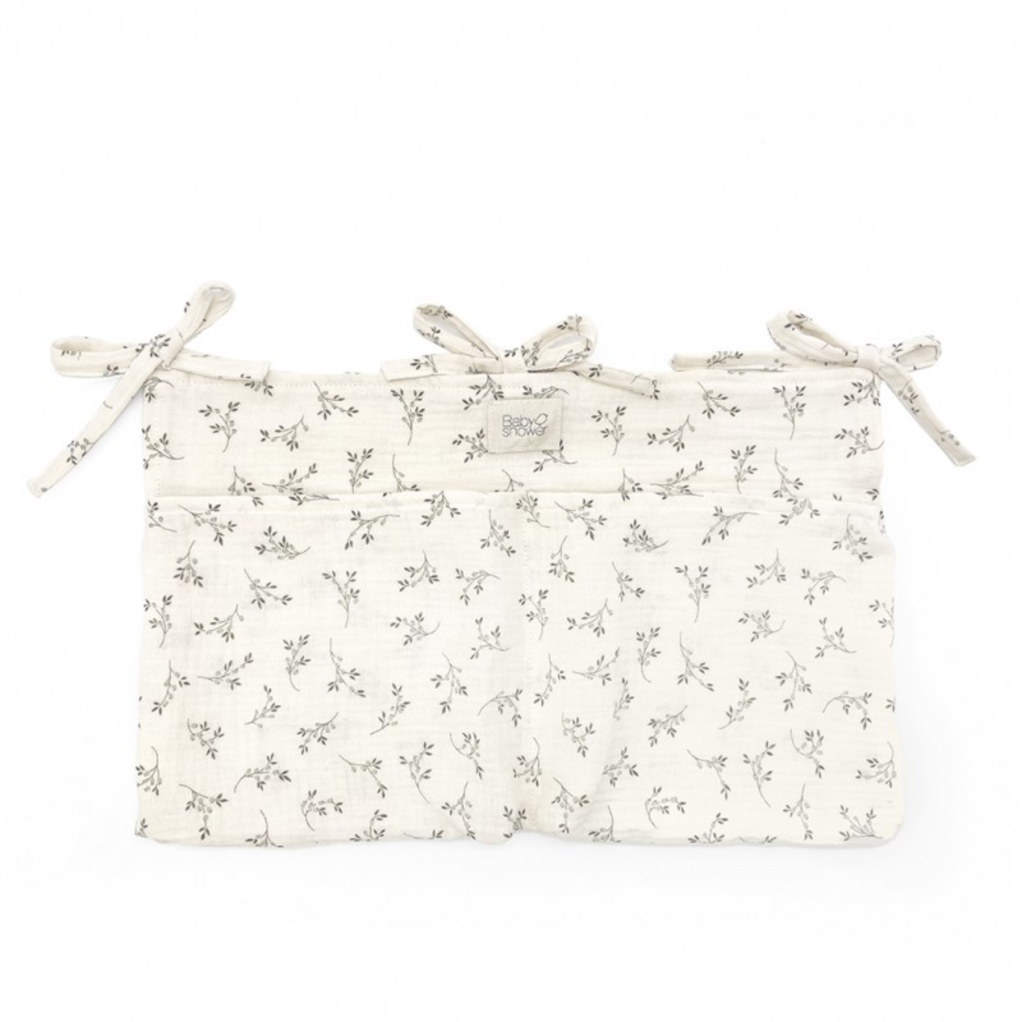 ארגונית למיטת תינוק מכותנה אורגנית - מעוטרת בעלי זית