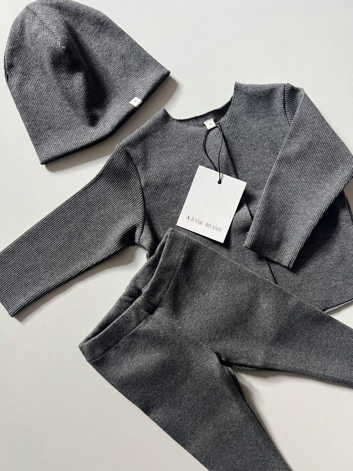 טייץ מכותנה ריב OEKO-TEX® בצבע אפור כהה -A Basic Brand