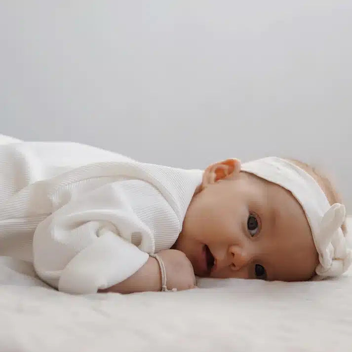 טייץ מכותנה ריב OEKO-TEX® בצבע לבן -A Basic Brand