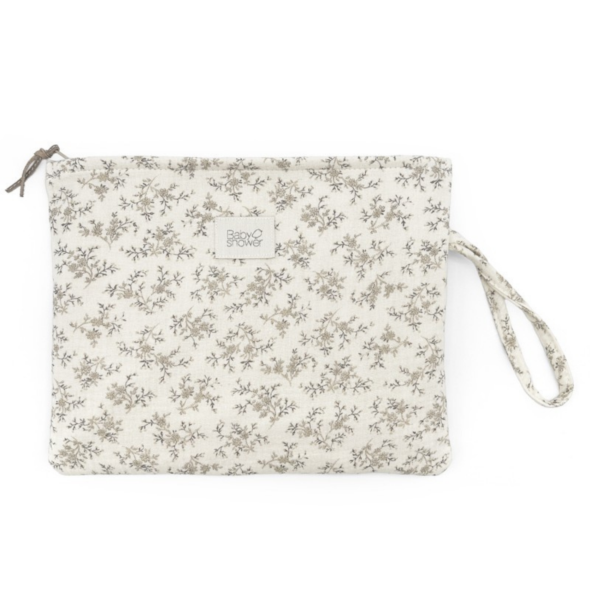 נרתיק חיתולים מדגם High Park מכותנה אורגנית - מעוטר בעלים אפורים