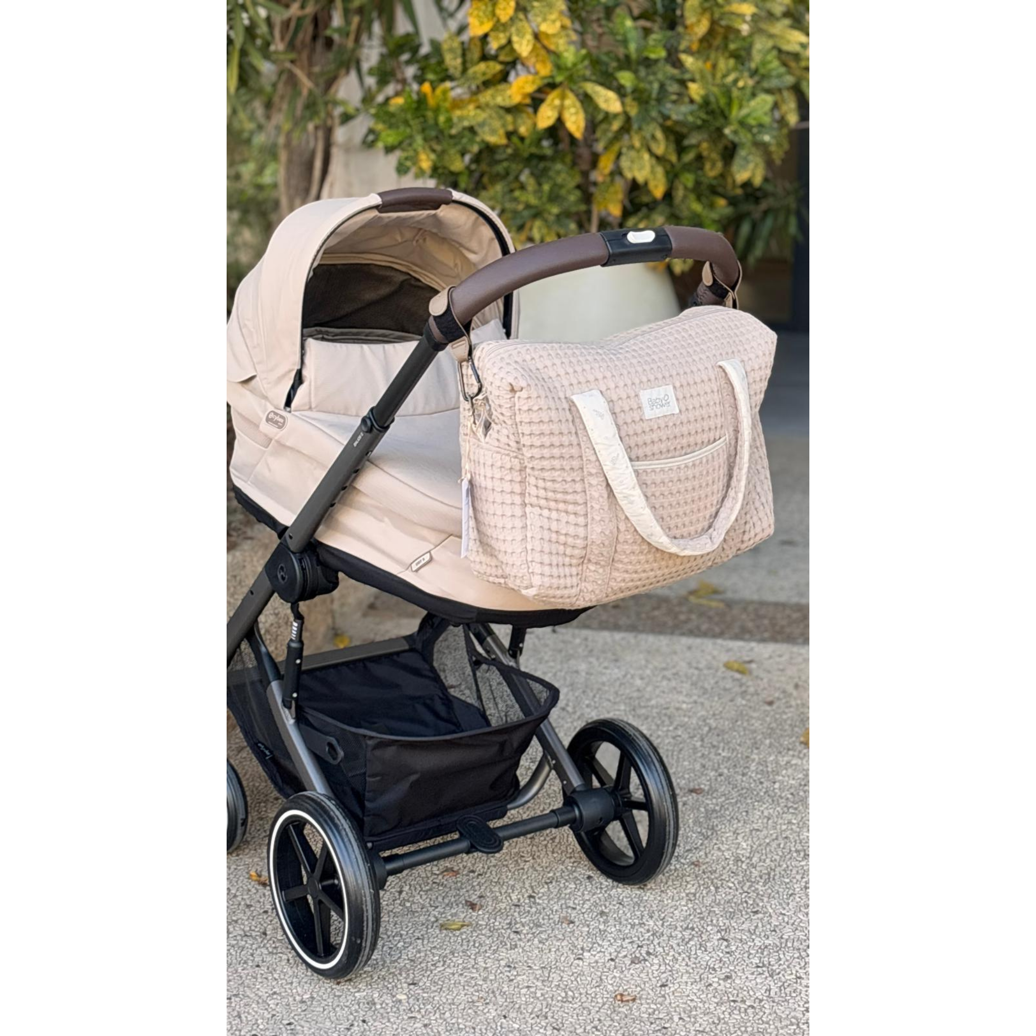 תיק החתלה "קמילה" מכותנה אורגנית באריגת וופל – צבע לאטה