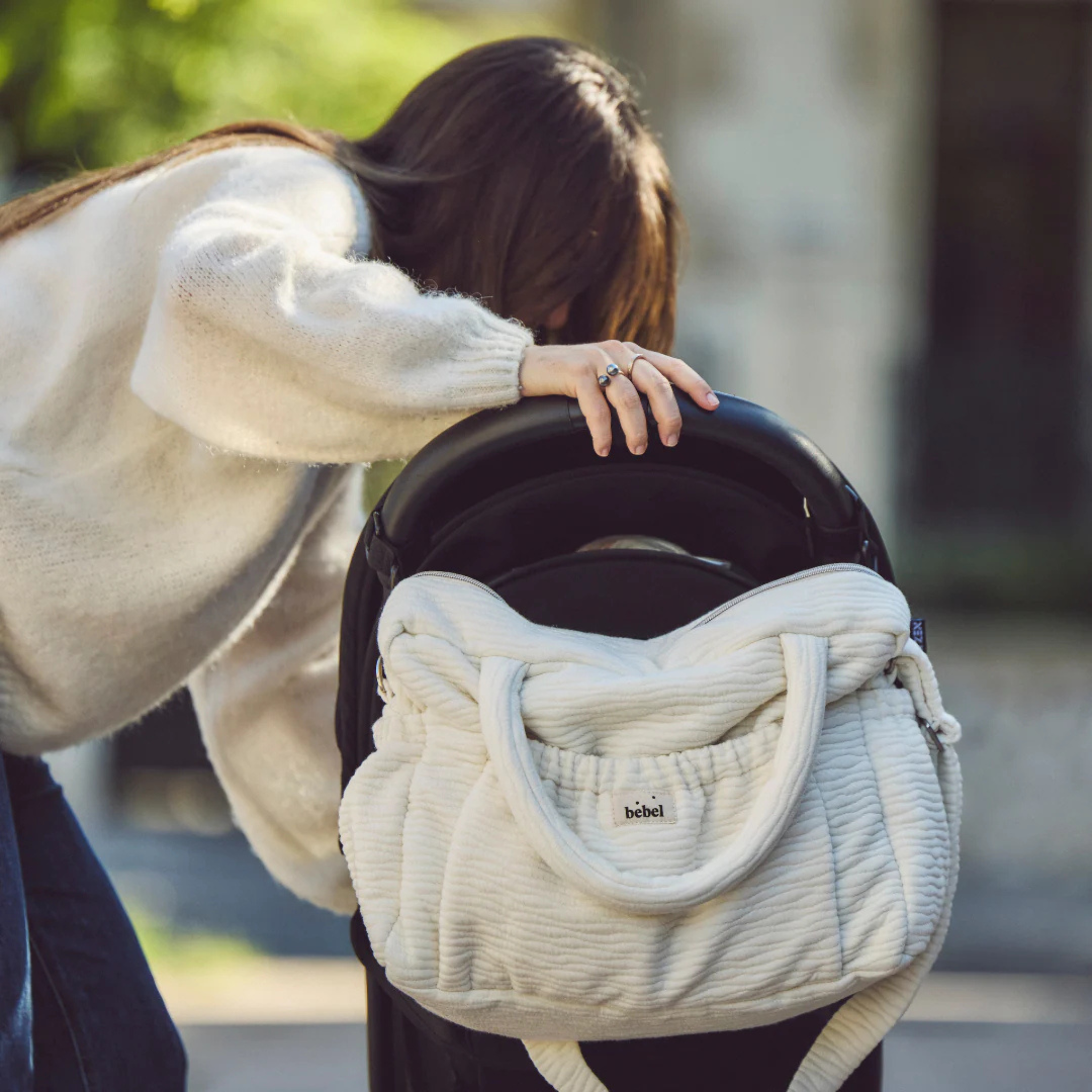 תיק החתלה "COMME UN BONBON WAVY" מכותנה אורגנית - בצבע קרם