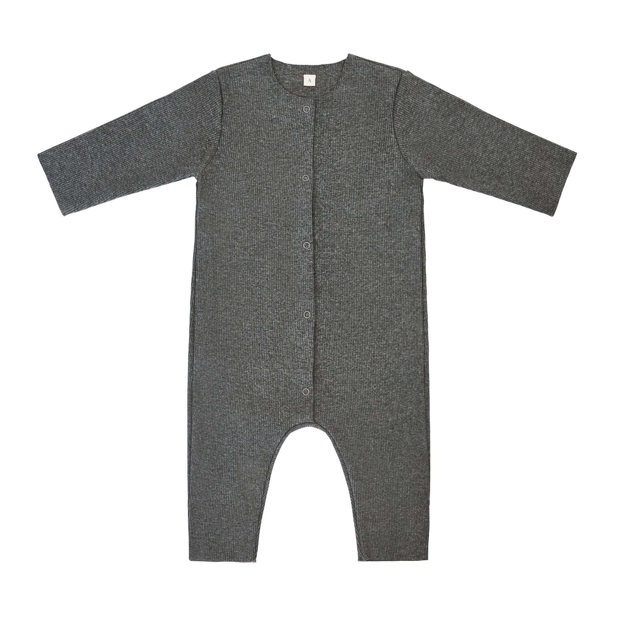 אוברול מכותנה ריב OEKO-TEX® בצבע אפור כהה -A Basic Brand